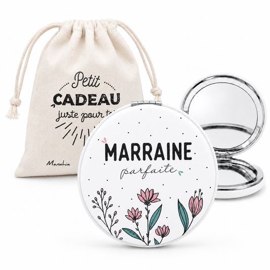 Miroir de poche marraine – Marraine parfaite – cadeau marraine