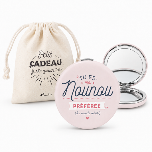 Miroir de poche nounou – Tu es ma nounou préférée – cadeau merci nounou