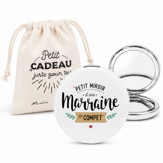 Miroir de poche marraine – Petit miroir d'une marraine de compet' – cadeau marraine