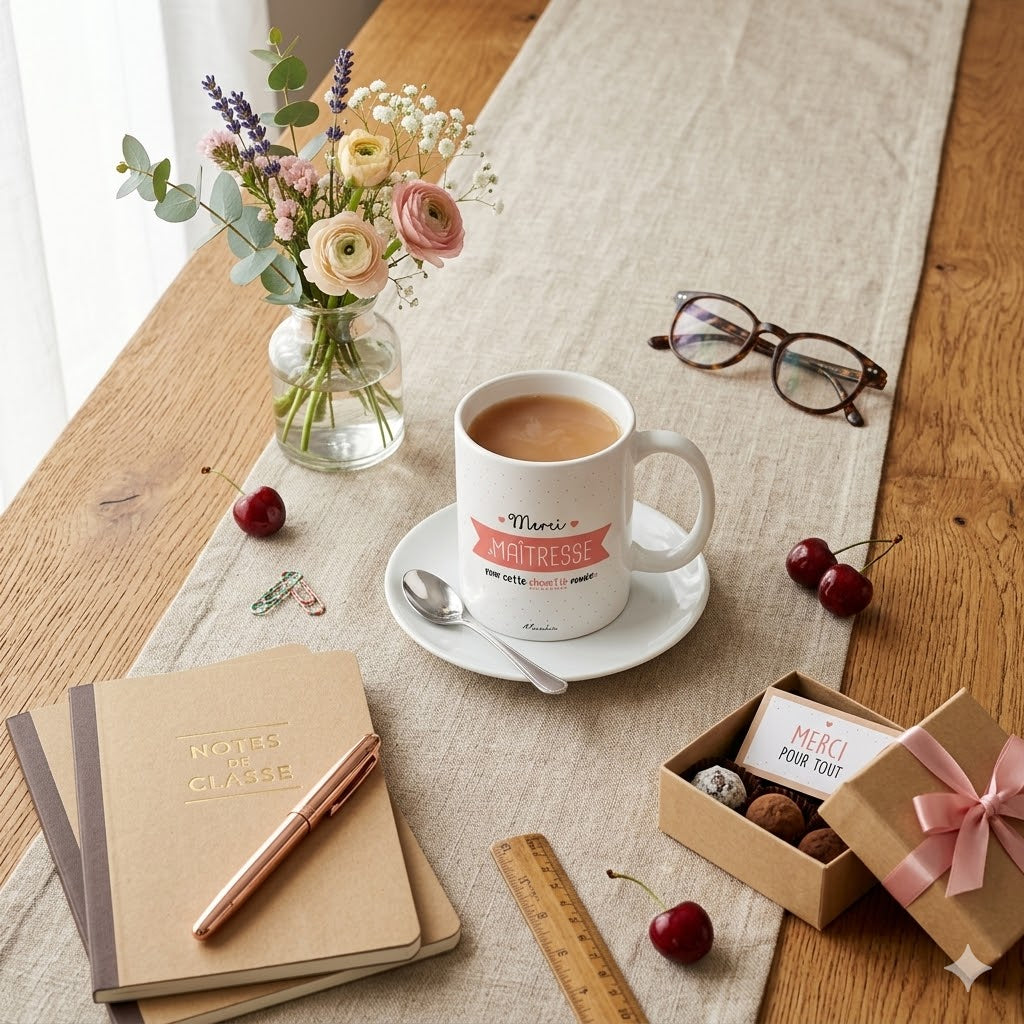 Mug maîtresse – Merci maîtresse pour cette chouette année – cadeau maîtresse – fin d’année scolaire