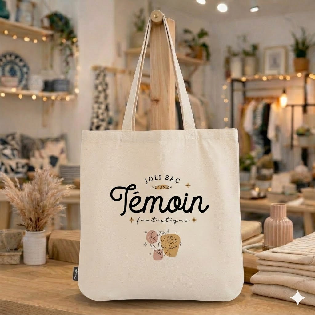 Tote bag témoin – Joli sac d’une témoin fantastique – sac coton – cadeau témoin – mariage – EVJF