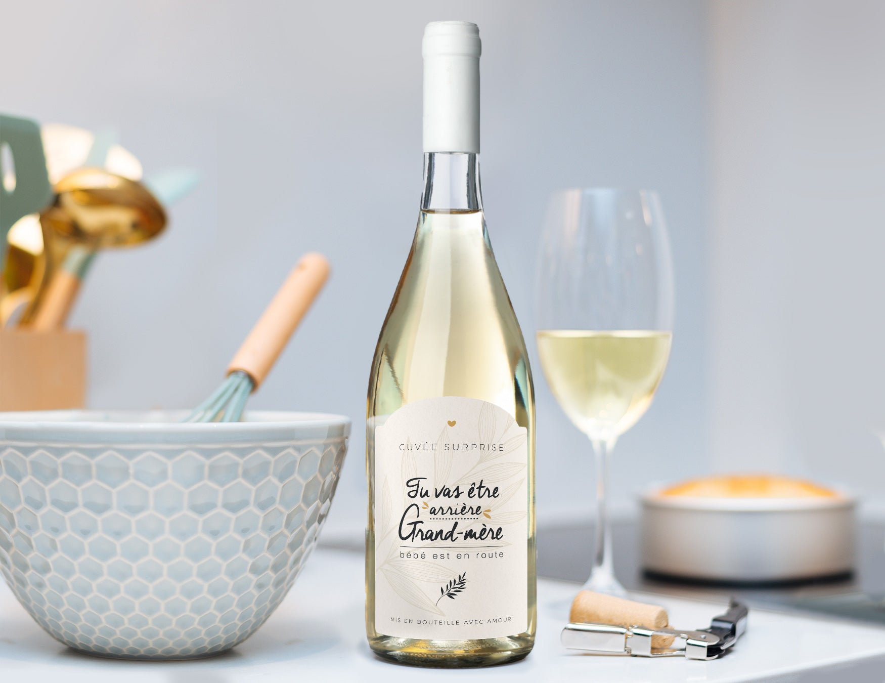 Etiquette bouteille - Tu vas être arrière-grand-mère - Annonce