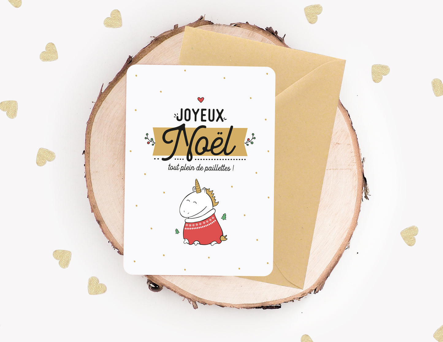 Carte - Joyeux Noël - Licorne