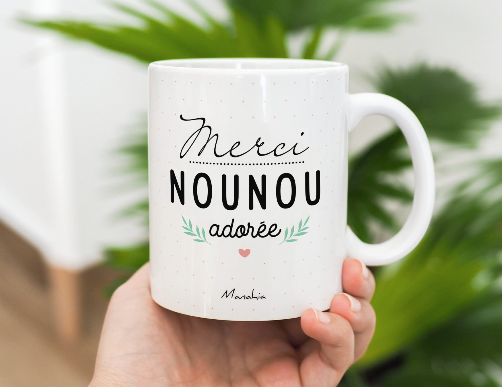 Mug merci nounou adorée, mug personnalisé imprimé en France – Manahia