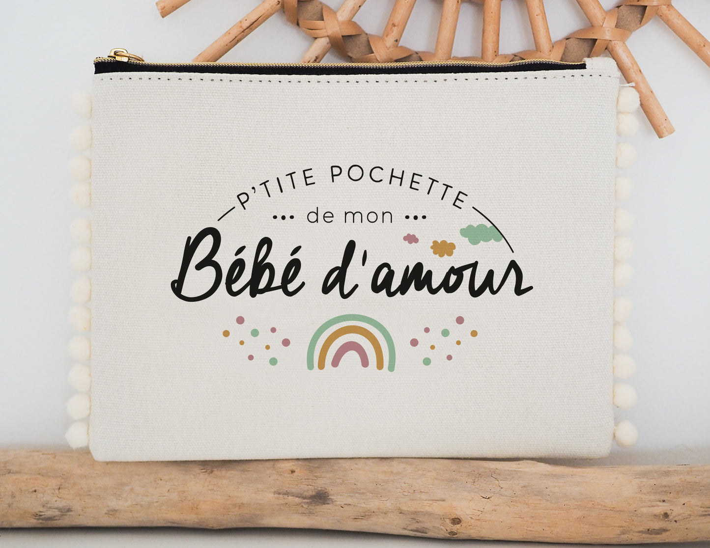 Pochette - pompon - P'tite pochette de mon bébé d'amour